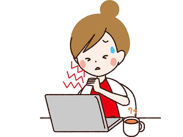 肩が凝っているデスクワーク女性のイラスト