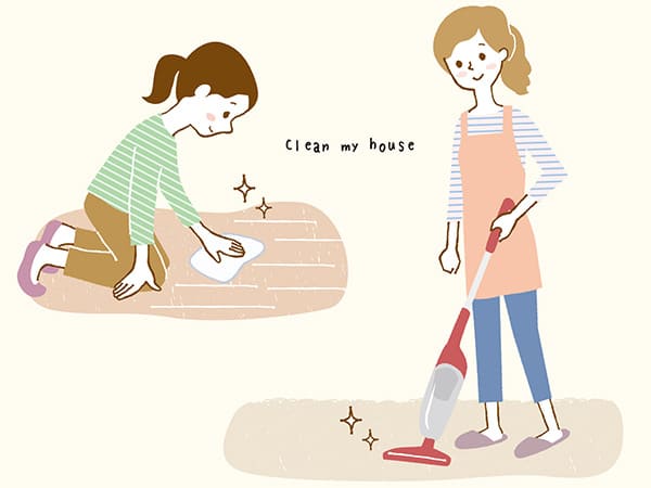 掃除する女性イラスト