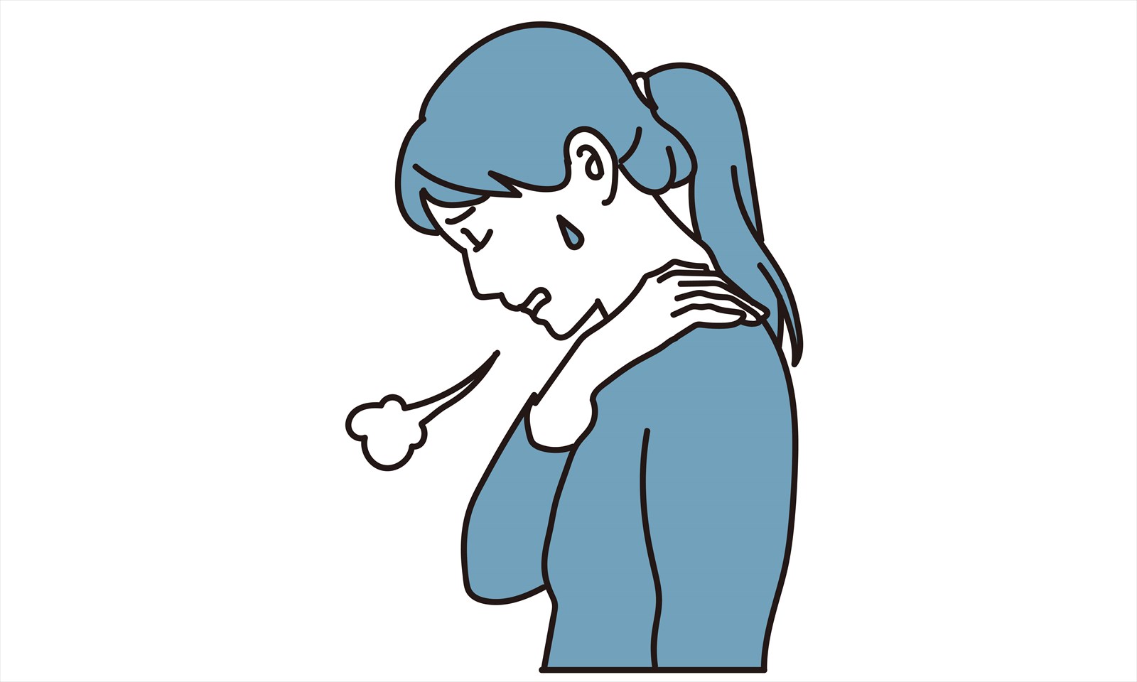 首こりに悩む女性のイラスト