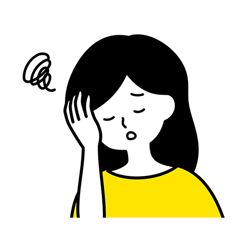 頭痛で頭を抱えている女性のイラスト