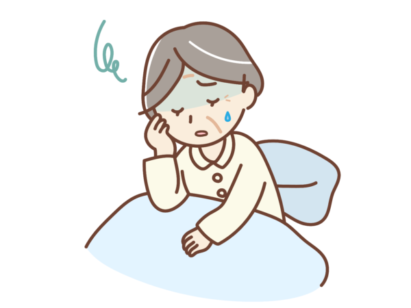 寝起きからめまいの女性のイラスト