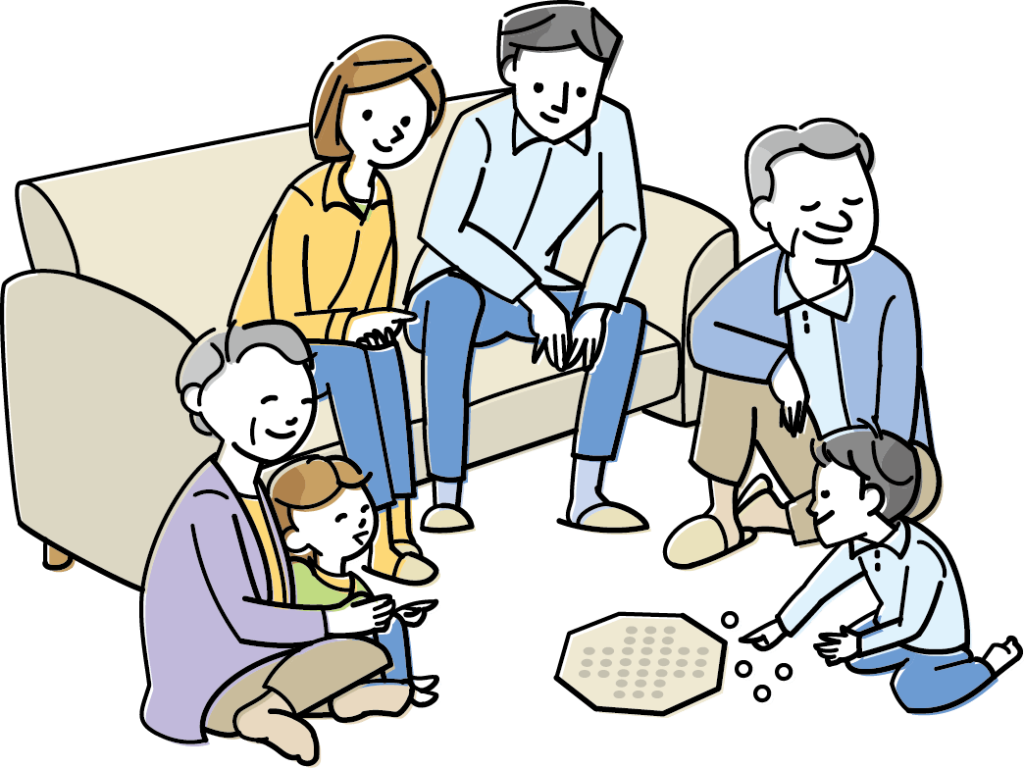 家族団らんのイラスト