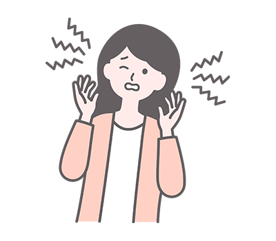 耳鳴りで困っている女性のイラスト
